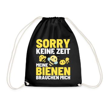 KEINE ZEIT MEIN VOLK BRAUCHT MICH Bienen Honig - Turnbeutel - Schwarz - Vorne