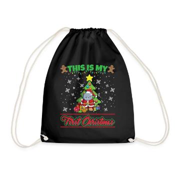 This Is My First Christmas Toddler One Year X-Mas - Turnbeutel - Schwarz - Vorne
