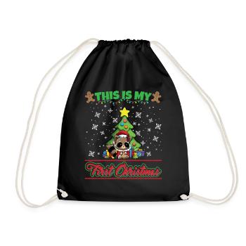 This Is My First Christmas Toddler One Year X-Mas - Turnbeutel - Schwarz - Vorne
