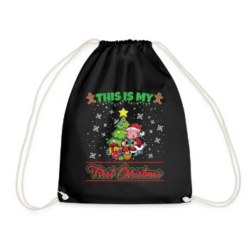 This Is My First Christmas Toddler One Year X-Mas - Turnbeutel - Schwarz - Vorne