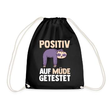 Tested positive for tired sloth - Drawstring Bag - black - Front