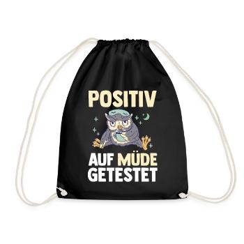 Tested positive for tired owl - Drawstring Bag - black - Front