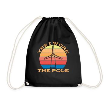 Wind Turbine Tech Yes I Work The Retro Wind Power - Drawstring Bag - black - Front