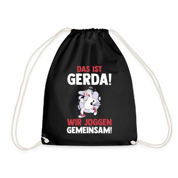 Das Ist Gerda Wir Joggen Gemeinsam Kuh - Turnbeutel - Schwarz - Vorne