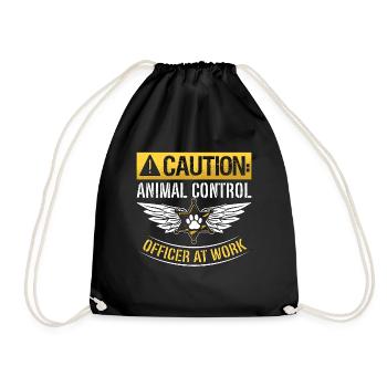 Animal Officer Caution Animal Control Dog Catcher - Drawstring Bag - black - Front