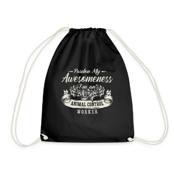 Animal Officer Pardon My Awesomeness Enforcement - Drawstring Bag - black - Front