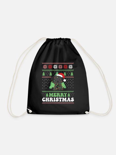 Merry Christmas retro ugly christmas Labrador - Turnbeutel - Schwarz