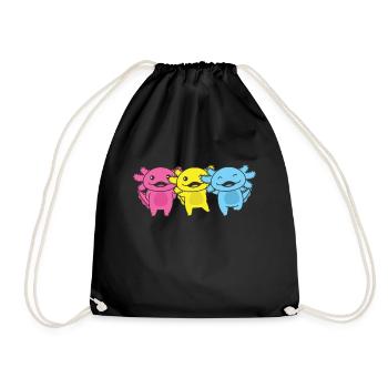 Pansexual Flag Pan Pride LGBTQ Axolotl - Drawstring Bag - black - Front