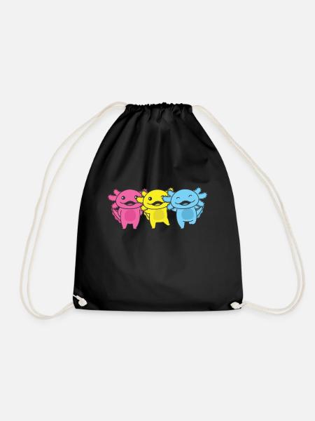 Pansexual Flag Pan Pride LGBTQ Axolotl - Turnbeutel - Schwarz