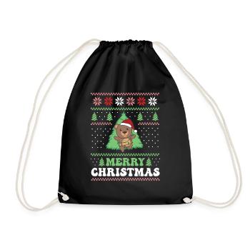 Joyeux Noël rétro moche ours de Noël - Sac de sport léger - noir - Devant