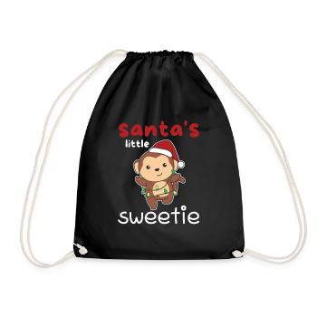 Singe Noël La petite chérie du Père Noël - Sac de sport léger - noir - Devant