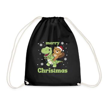 Beaver Trex Christmas Snow Winter Animals - Drawstring Bag - black - Front