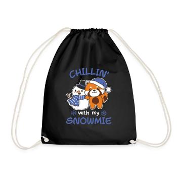 Red Panda Chillin avec mon bonhomme de neige - Sac de sport léger - noir - Devant