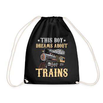 Train Saying Slogan - Ce garçon rêve de trains - Sac de sport léger - noir - Devant
