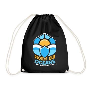 Protects our oceans Sea Ocean Protection Lake - Drawstring Bag - black - Front