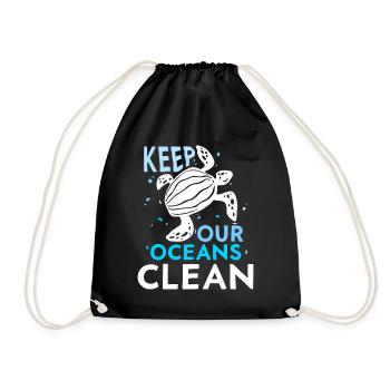 Haltet Unsere Ozeane Sauber Ocean Protection See - Turnbeutel - Schwarz - Vorne