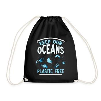 Keep our oceans plastic-free sea sea - Drawstring Bag - black - Front