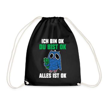 IchBin Ok Du Bist Ok Alles Ist Ok Eule - Turnbeutel - Schwarz - Vorne