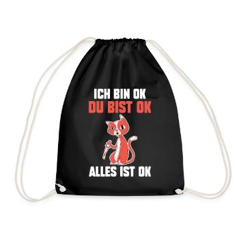 IchBin Ok Du Bist Ok Alles Ist Ok Katze - Turnbeutel - Schwarz - Vorne