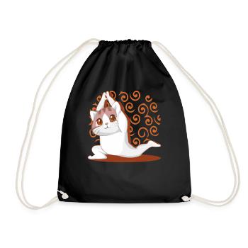Yoga Anime-Manga Cat Meditation - Drawstring Bag - black - Front