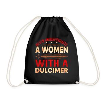 Dulcimer Instrument Women - Drawstring Bag - black - Front