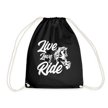 Live Love and Ride Horses - Drawstring Bag - black - Front