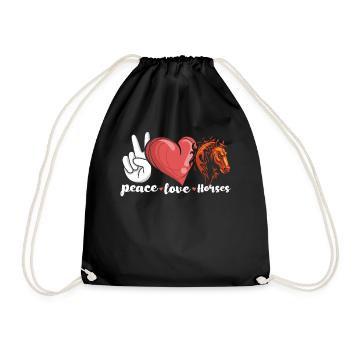 Peace Love Horses - Turnbeutel - Schwarz - Vorne