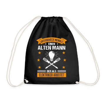 Elektriker Alter Mann Spruch Herren Geschenk - Turnbeutel - Schwarz - Vorne