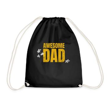 AWESOME DAD! Dad's Day Best Dad in the World - Drawstring Bag - black - Front