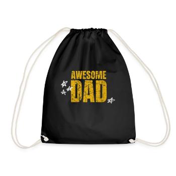 AWESOME DAD! Dad's Day Best Dad in the World - Drawstring Bag - black - Front