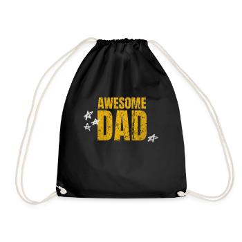AWESOME DAD! Dad's Day Best Dad in the World - Drawstring Bag - black - Front