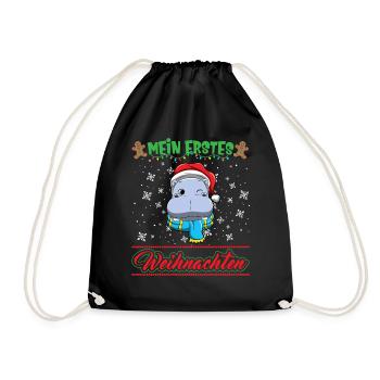 Mein Erstes Weihnachten Baby 1 Jahr Heilig Abend - Turnbeutel - Schwarz - Vorne