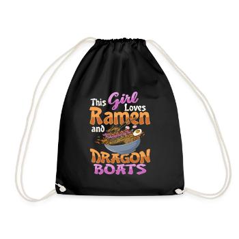 Ramen and dragon boat - Drawstring Bag - black - Front