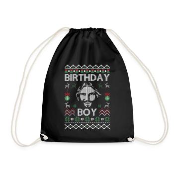 Drôle de garçon d’anniversaire de Jésus - Noël moche - Sac de sport léger - noir - Devant