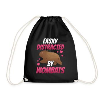 Wombat slightly distracted Australia marsupial - Drawstring Bag - black - Front
