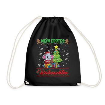 Mein Erstes Weihnachten Baby 1 Jahr Heilig Abend - Turnbeutel - Schwarz - Vorne