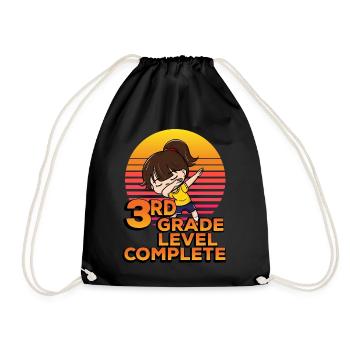 3rd Class Level Completely Cute Dabbing Girl - Drawstring Bag - black - Front