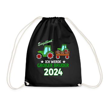 Ich Werde Großer Bruder 2024 - Geburt Sohn Traktor - Turnbeutel - Schwarz - Vorne