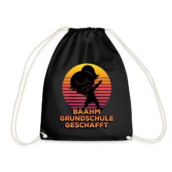 Bäähm Grundschule Geschafft Silhouette Dabbing - Turnbeutel - Schwarz - Vorne
