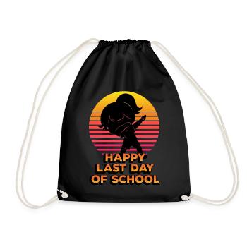 Happy Last Day Of School Silhouette Dab - Drawstring Bag - black - Front