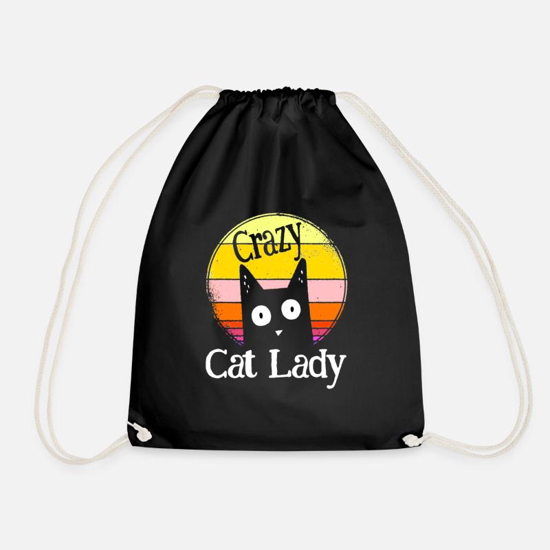 Crazy Cat Lady - Verrückte Katze Dame New Vintage - Drawstring Bag - black