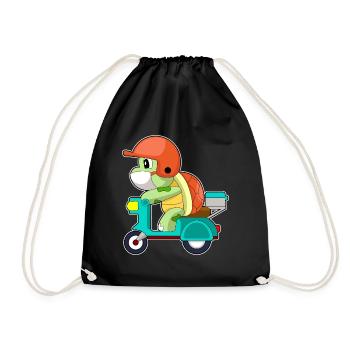 Turtle Scooter - Drawstring Bag - black - Front