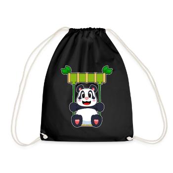 Panda Schaukel - Turnbeutel - Schwarz - Vorne