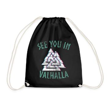 Wikinger Valhalla See you in - Valknut - Turnbeutel - Schwarz - Vorne