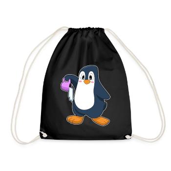 Penguin Iced Coffee - Drawstring Bag - black - Front