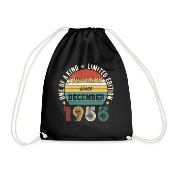 Awesome since December 1955 Birthday Gift - Drawstring Bag - black - Front