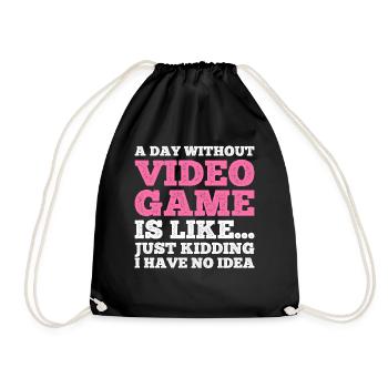 A Day Without Video Games Funny Gamer Gifts Kids - Drawstring Bag - black - Front
