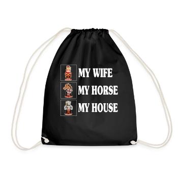 My Wife My Horse My House Funny Chess Player - Turnbeutel - Schwarz - Vorne
