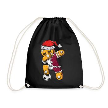 Christmas Shirt, Soccer Boy Jersey Dabbing - Drawstring Bag - black - Front