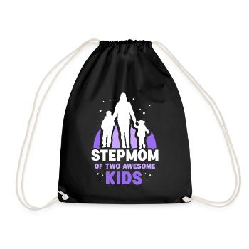Stepmother of two great children - Drawstring Bag - black - Front